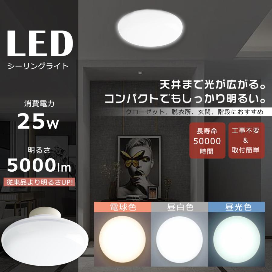 即納 LEDシーリングライト 25W 高輝度5000lm 小型 8畳 6畳 シーリング