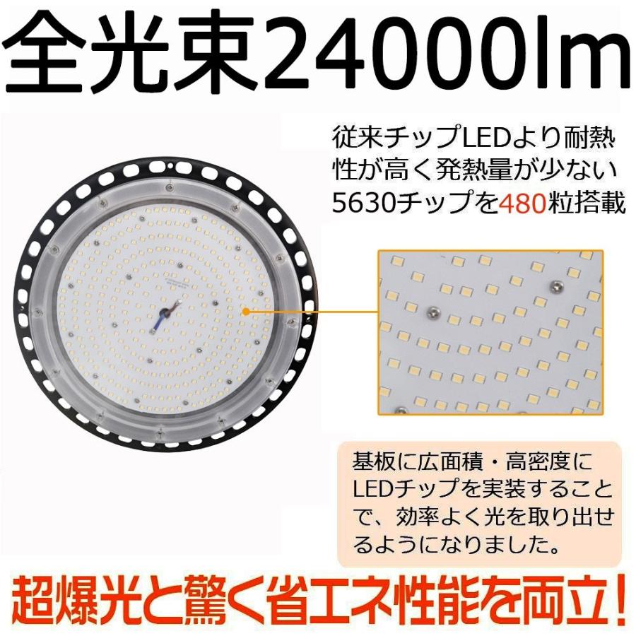 5台セット 150WUFO型LED高天井照明 1500W相当 LED投光器 高天井灯 作業灯 円盤型 水銀灯代替 吊下げタイプ 看板照明 倉庫 工場 丸型 LEDハイベイライト 二年保証｜tentenledjpn｜02