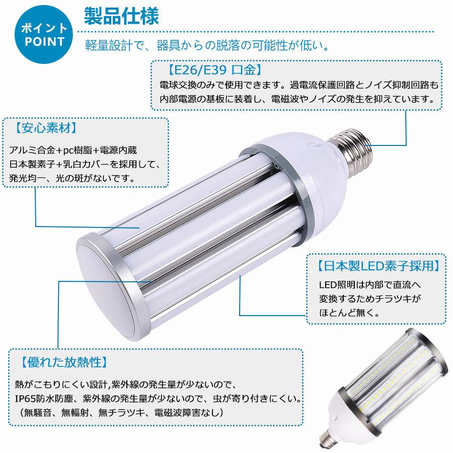 10本セット LED 水銀ランプ 300W相当 E26 E39 6080LM 防水 密閉型器具対応 LEDコーンライト 照射角360度 LEDライト 街路灯 防犯灯 水銀灯 コーン型 水銀灯交換用_3