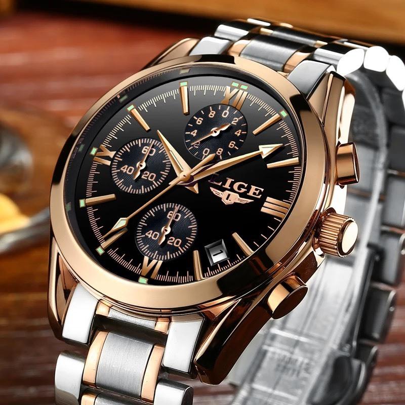 LIGE 海外人気 トップブランド メンズ 腕時計 高級 クロノグラフ 