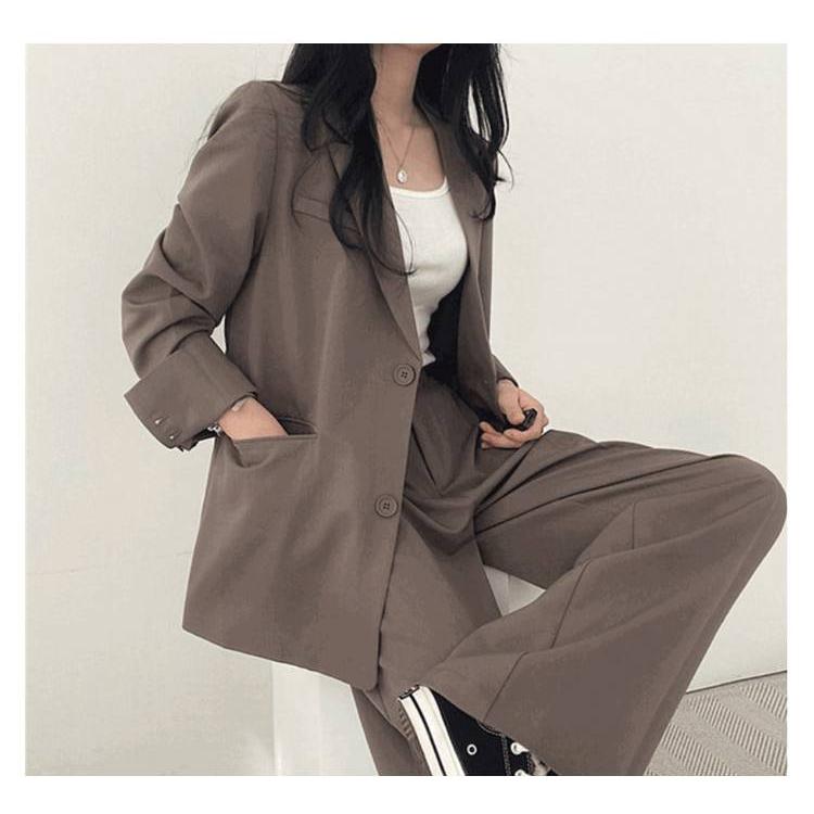 カフェ色 女性用 スーツジャケット 長ズボン セットアップ レディース