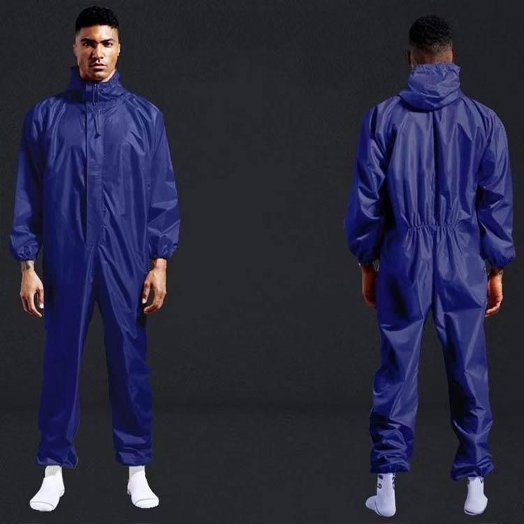 雨具　反射付き　Ｌサイズ　紺色 防水つなぎ カッパ レインウェア 反射テープ 防油 レインスーツ 袖口