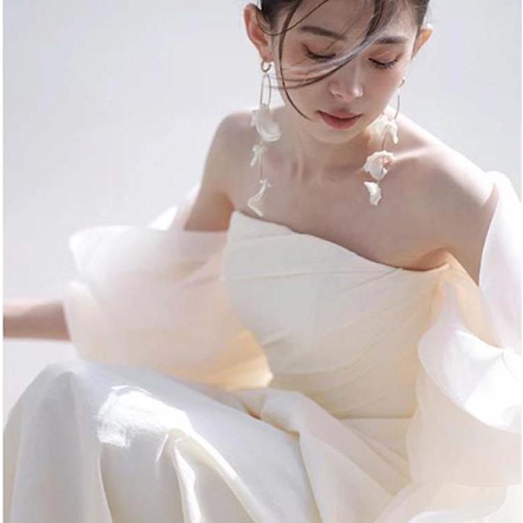 オフショル 花嫁二次会ドレス 白 花嫁 ウェディングドレス 花嫁 