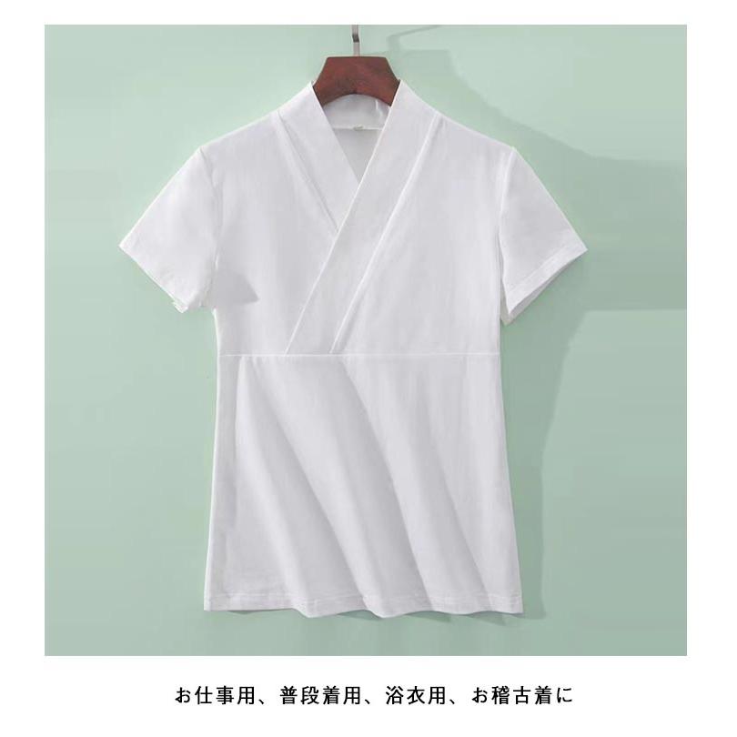 Tシャツ 半襦袢 白 襟付き 着物スリップ 半 半衿 襦袢 肌襦袢 半袖