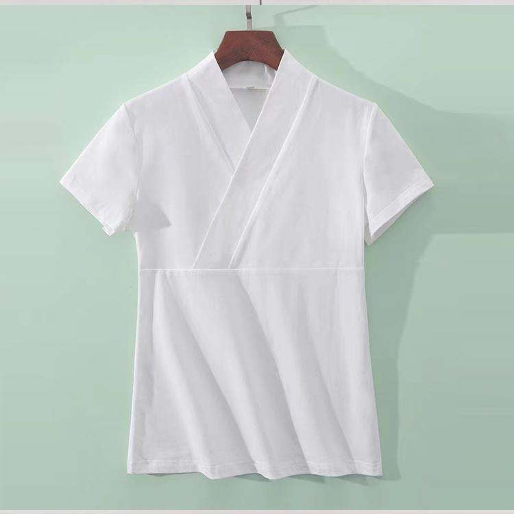 Tシャツ 半襦袢 白 襟付き 着物スリップ 半 半衿 襦袢 肌襦袢 半袖
