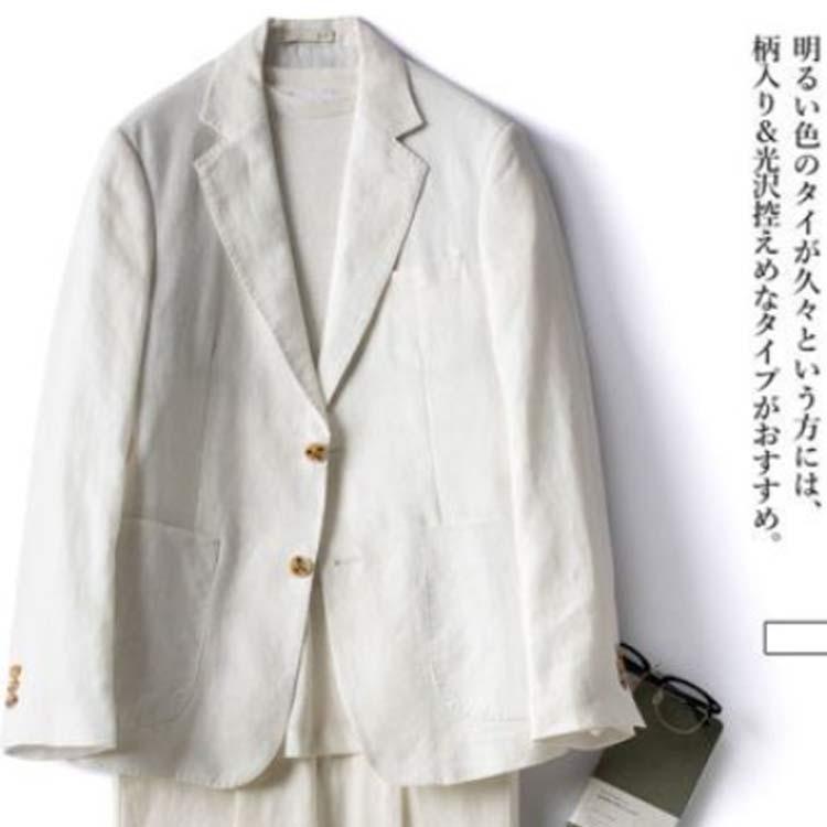 麻ジャケット 長袖 紳士服 サマースーツ スラックス 麻セットアップ 