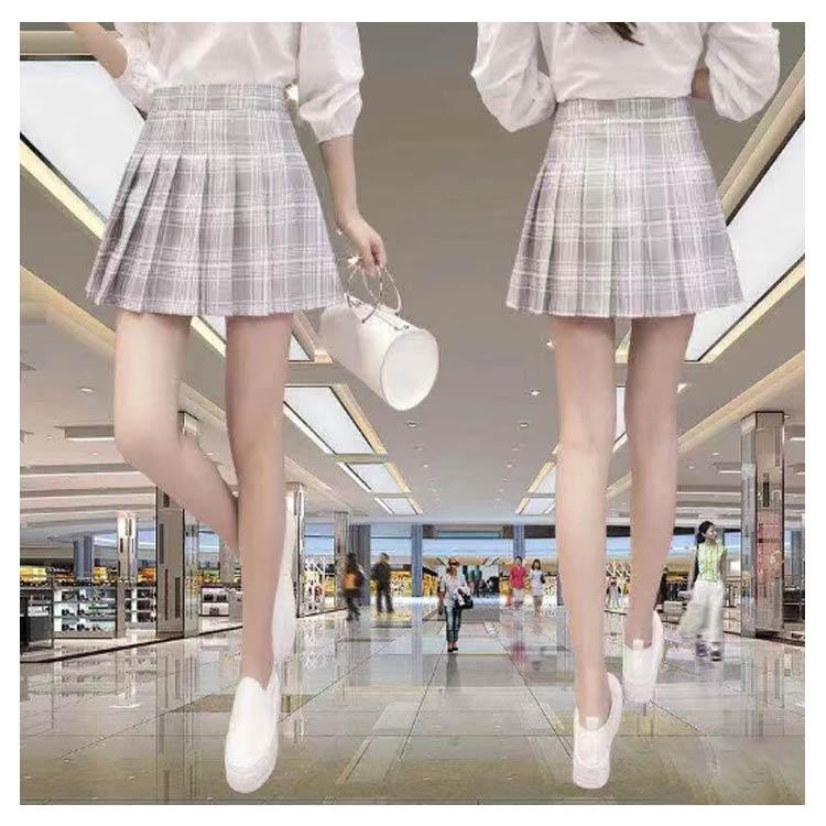 プリーツスカート チェック柄 Aライン ハイウエスト ショート丈 制服