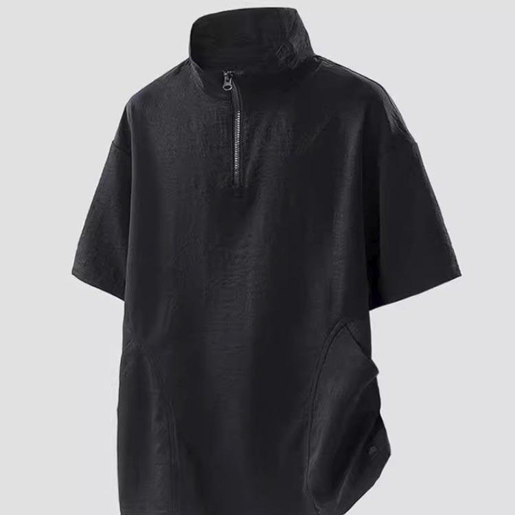 ハイネックtシャツ メンズ 普段着 半袖ハーフジップ スポーツウェア