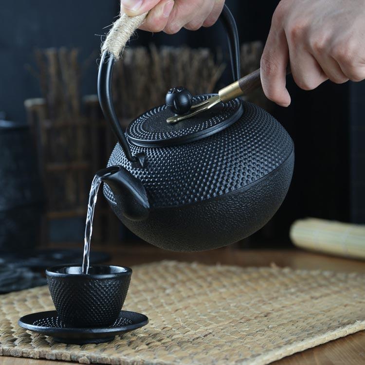 直火 急須 鉄びん 鉄製 300ml アラレ紋 ケトル ih ミニ ヤカン ih対応