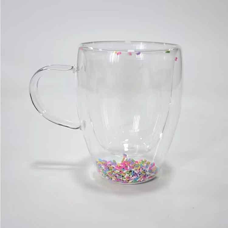耐熱 コップ グラス 2個セット カップ クリア コーヒー 花柄 二重構造