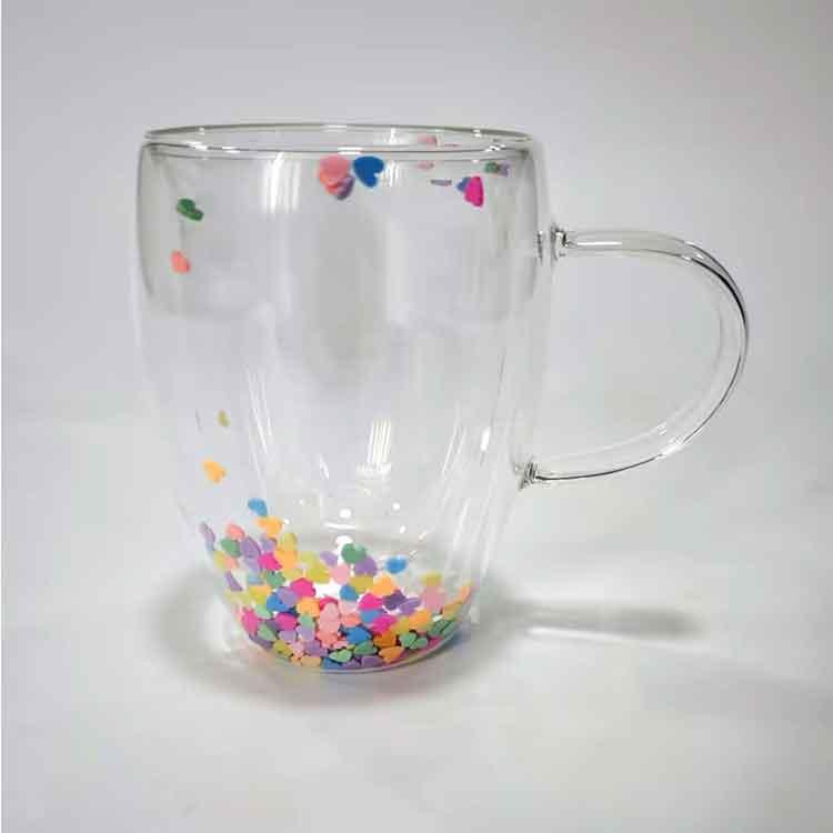 耐熱 コップ グラス 2個セット カップ クリア コーヒー 花柄 二重構造