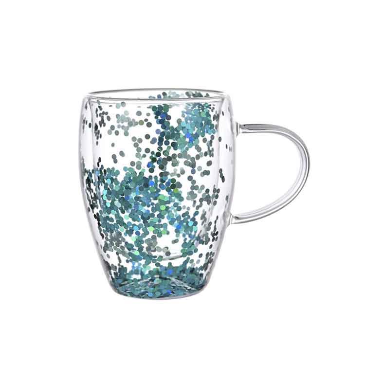 耐熱 コップ グラス 2個セット カップ クリア コーヒー 花柄 二重構造