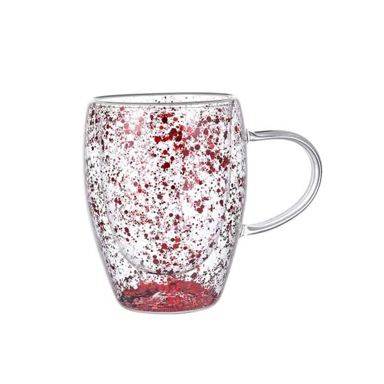 耐熱 コップ グラス 2個セット カップ クリア コーヒー 花柄 二重構造