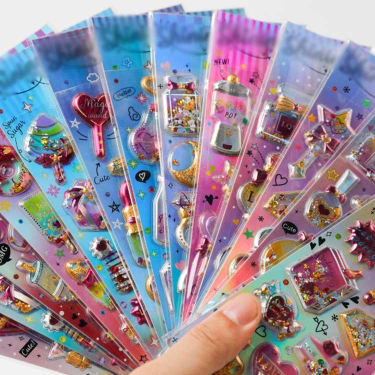 立体シール 4枚セット 派手 シール 小学生 シール帳 スパンコール入り