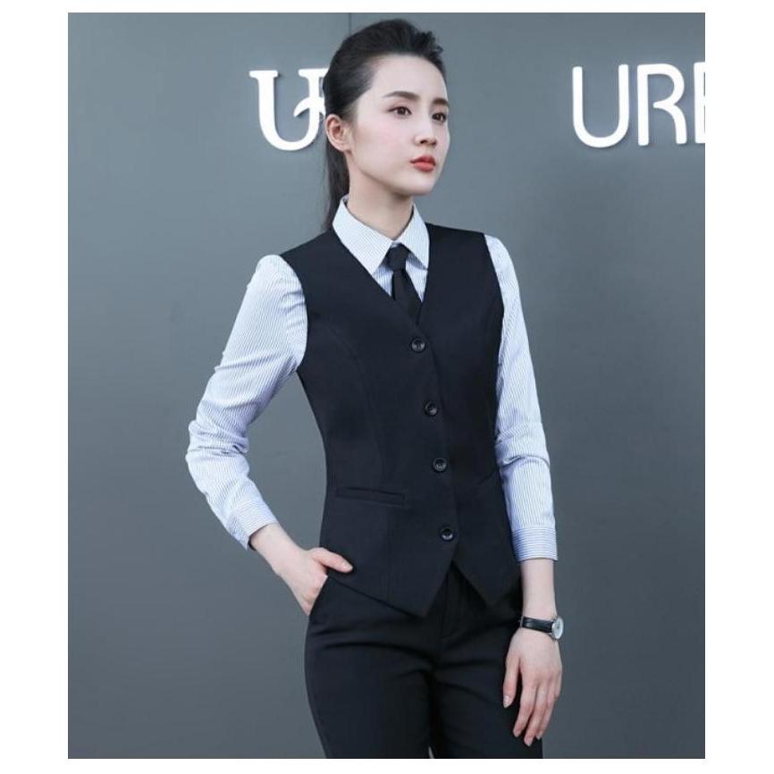 ベスト ビジネス 制服 単品 vネック 夏用 春夏 オフィス レディース 前