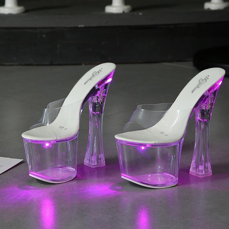LED 光る 17cmヒール オープントゥ キャバサンダル パーティー 