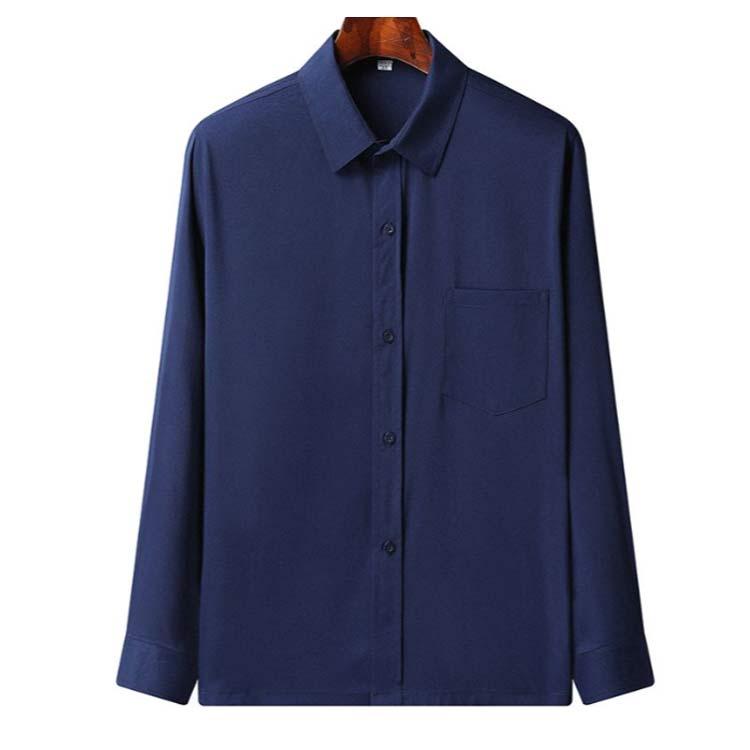 NOUSAN シルク長袖シャツ Mサイズ 接触冷感 シワにならない ロングシャツ ビジネス ビッグシャツ アイス