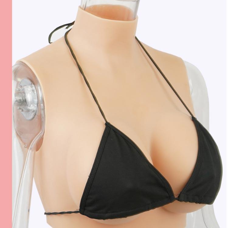 リアルな揺れ ハイネック ジェル シリコンバスト おっぱい ゲル充填 Gカップ コスプレ 女装 偽乳 ぷるぷる偽乳 着るだけで理想の美胸に 肌の露出の画像