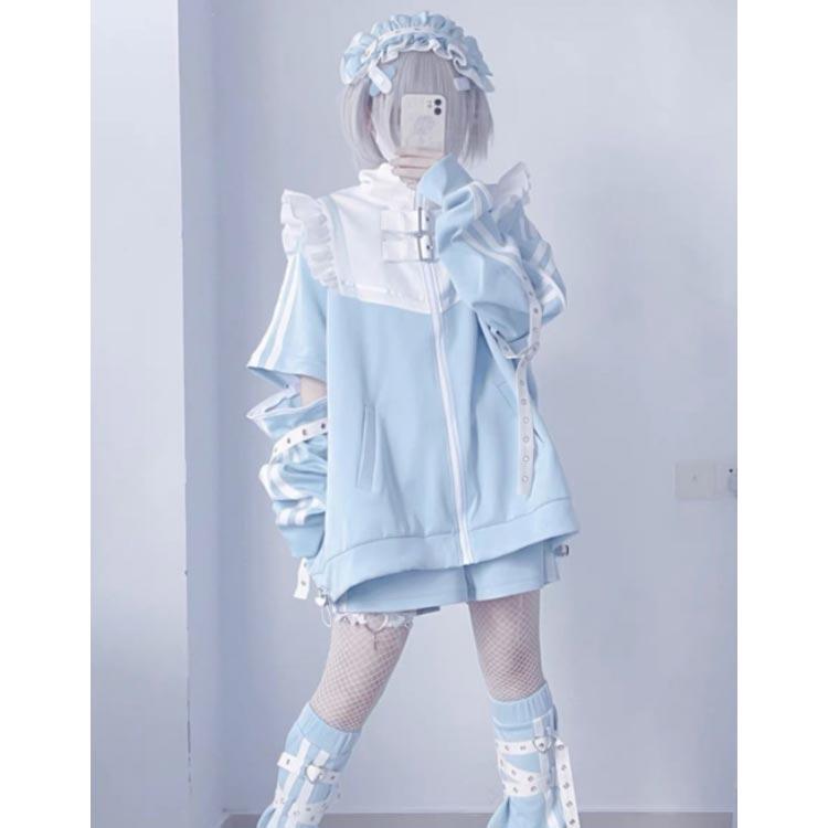天使 水色 ハーフパンツ レッグウォーマー 3点セット 原宿系 天使 水色 ハーフパンツ レッグウォーマー 3点セット 原宿系
