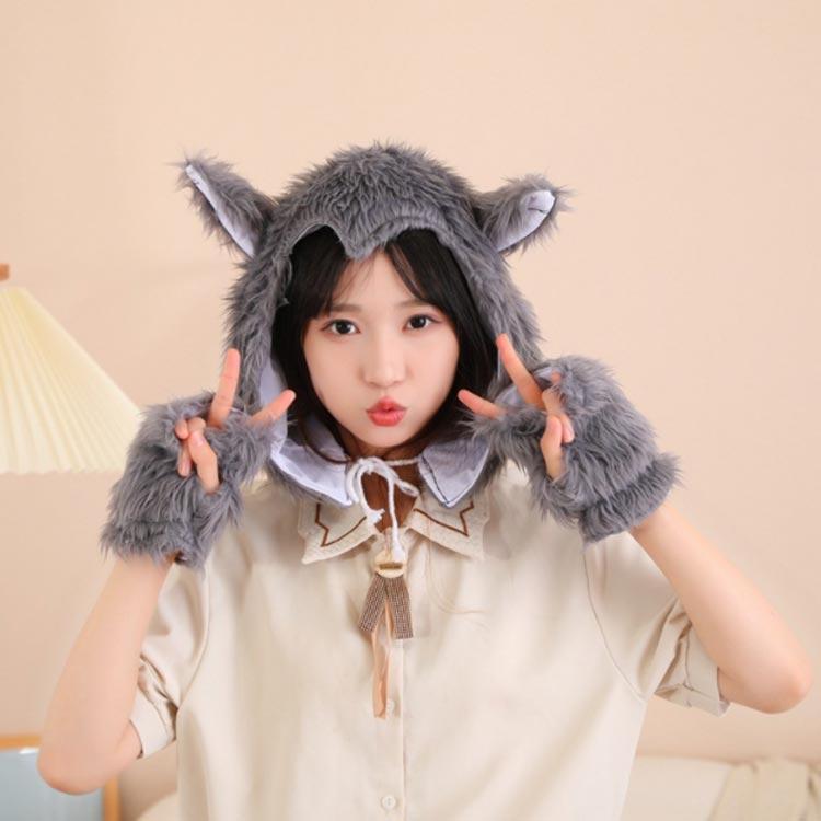 おおかみ 仮装 コスプレ 狼 もふもふ 帽子 2点セット 手袋 動物