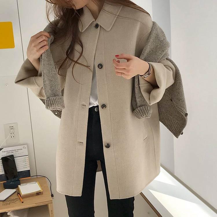 コート 通勤 ピーコート ショートアウター ゆったり Pコート アウター