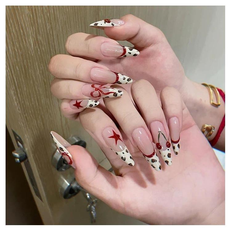 ロング ネイルチップ ショート 貼るだけ完成 つけ爪 ネイルチップ4点＋