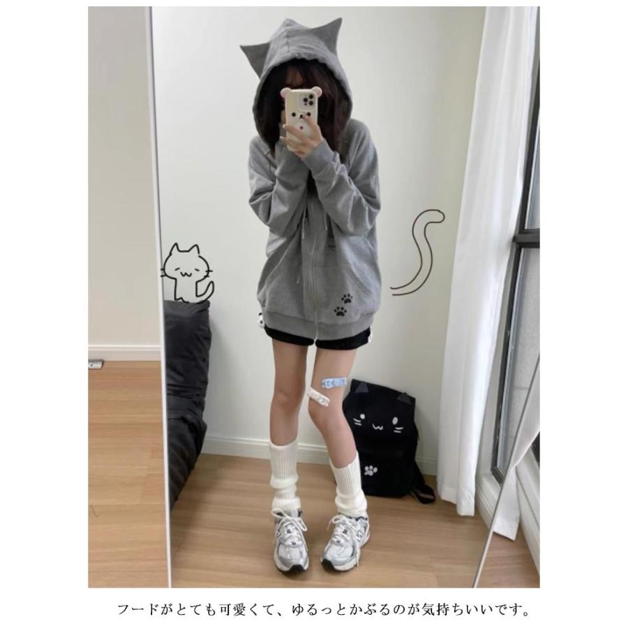 サブカル系 フード付き パーカー アウター トップス 長袖 猫耳パーカー