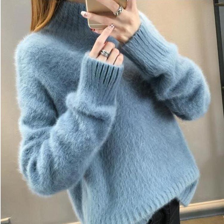 ニット セーター レディース モヘアタッチ もこもこセーター トップス