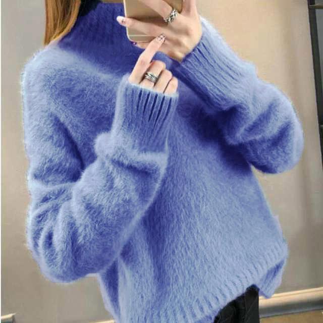 ニット セーター レディース モヘアタッチ もこもこセーター トップス