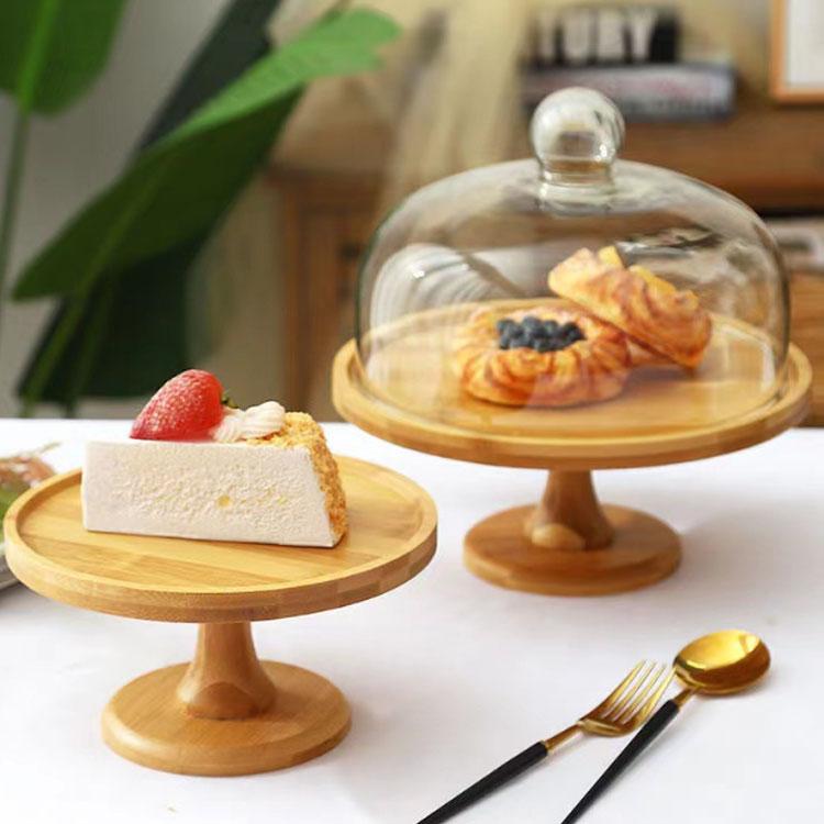 ケーキスタンド 木 1段 蓋付き 直径30cm/27cm ケーキトレー 台付き