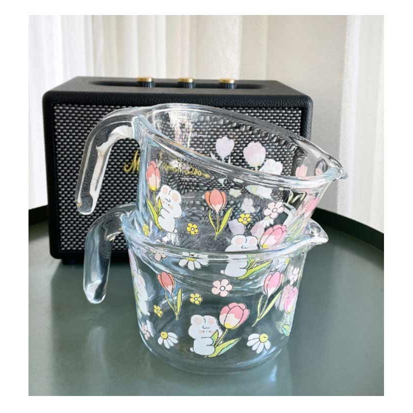 メジャーカップ 計量カップ 耐熱ガラス製 500ml 1000ml 1L 可愛い 2個
