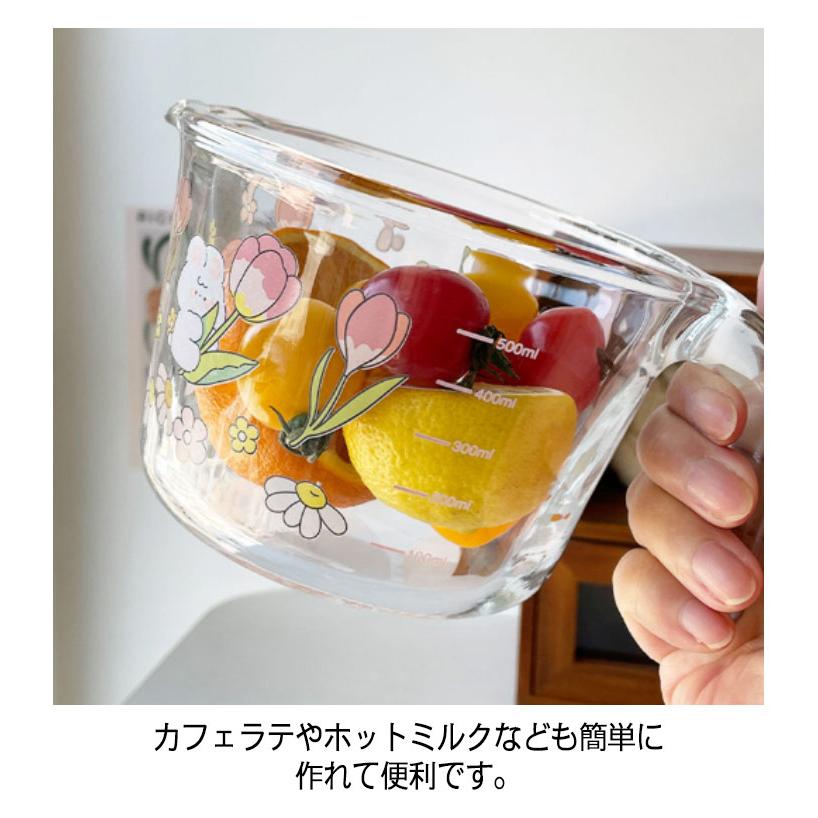 メジャーカップ 計量カップ 耐熱ガラス製 500ml 1000ml 1L 可愛い 2個