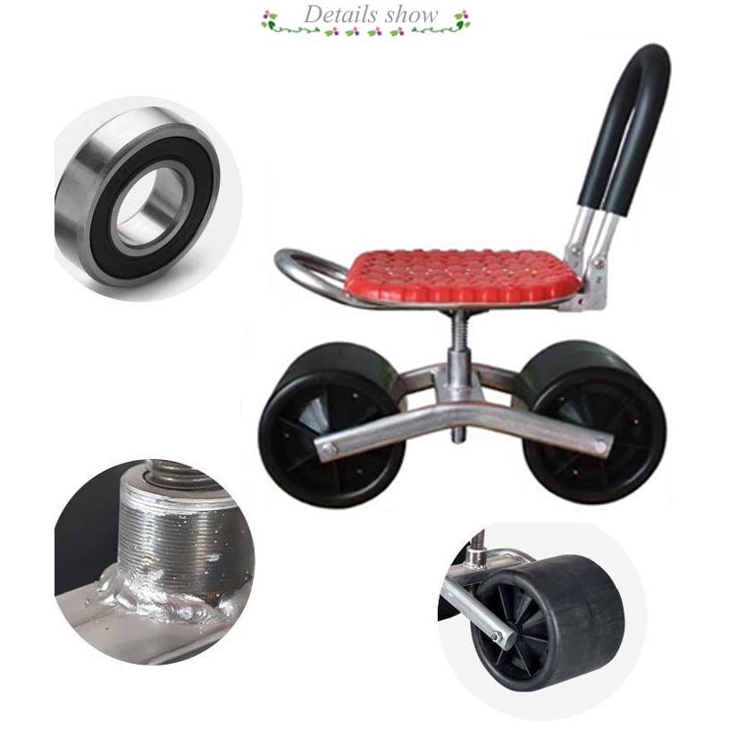 選べる3タイプ 腰掛け台車 座面高さ調節 大型タイヤ付き 回転式 作業