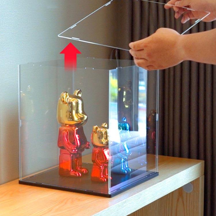 姫路城」 ブロック 専用 アクリルケース 厚さ約10mm 黒台座-背景付き