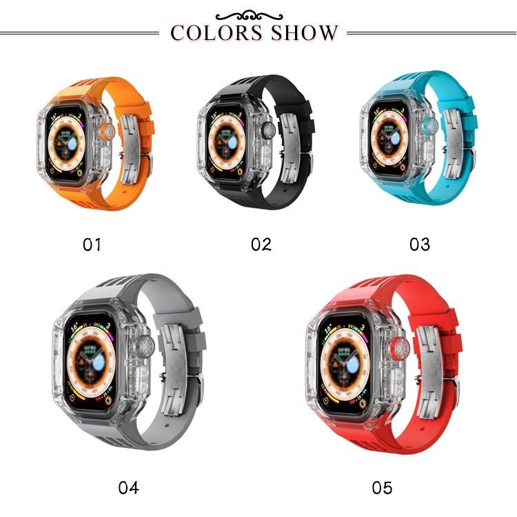 アップルウォッチ apple watch case バンド カバー ベルト 一体型 メンズ スポーツ おしゃれ かわいい クリア 透明 バタフライバッ_6