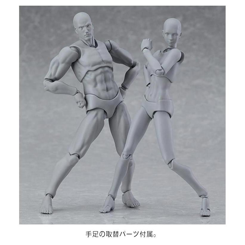 デッサン関節人形　男女ペアセット　13cm グレー デッサン人形 男女セット モデル人形 肌色 グレー フィギュア 漫画