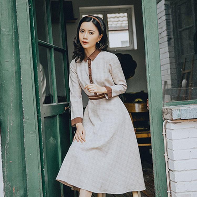 春新作 グレンチェック柄 ワンピース クラシック ロングワンピース マキシワンピース 彫塑で フレアワンピース ハイウエスト 切り替え 大人 上品 森 Tfc040 点 点 屋 通販 Yahoo ショッピング