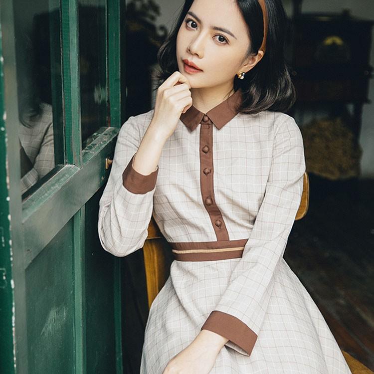 春新作 グレンチェック柄 ワンピース クラシック ロングワンピース マキシワンピース 彫塑で フレアワンピース ハイウエスト 切り替え 大人 上品 森 Tfc040 点 点 屋 通販 Yahoo ショッピング