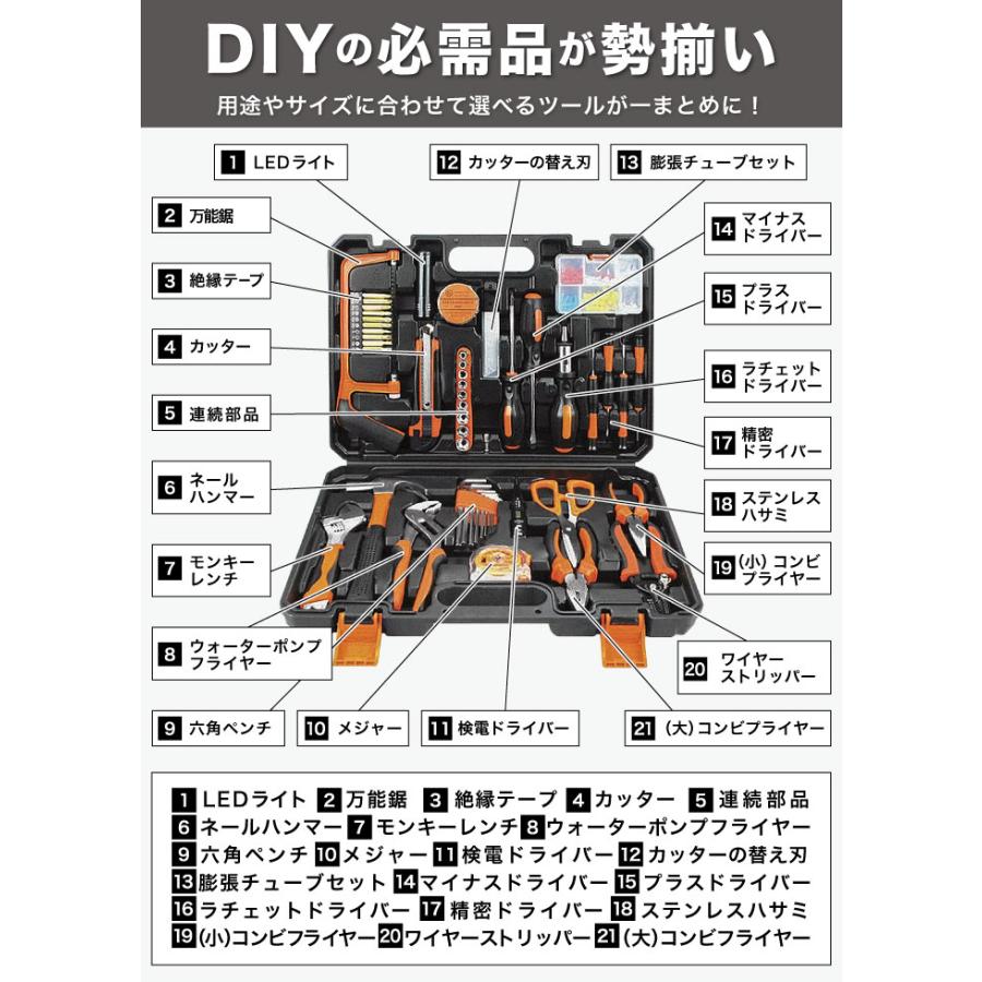 ホームツールセット 家庭用 日曜大工 工具セット DIYセット 家具組み立て 自転車 車 バイク 作業道具セット 家庭用 日曜大工 工具セット ...