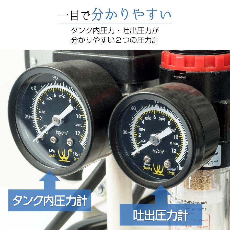 エアーコンプレッサー 100v 圧力計 業務用 30l オイルレス 車 ONE STEP｜tenton-store｜11