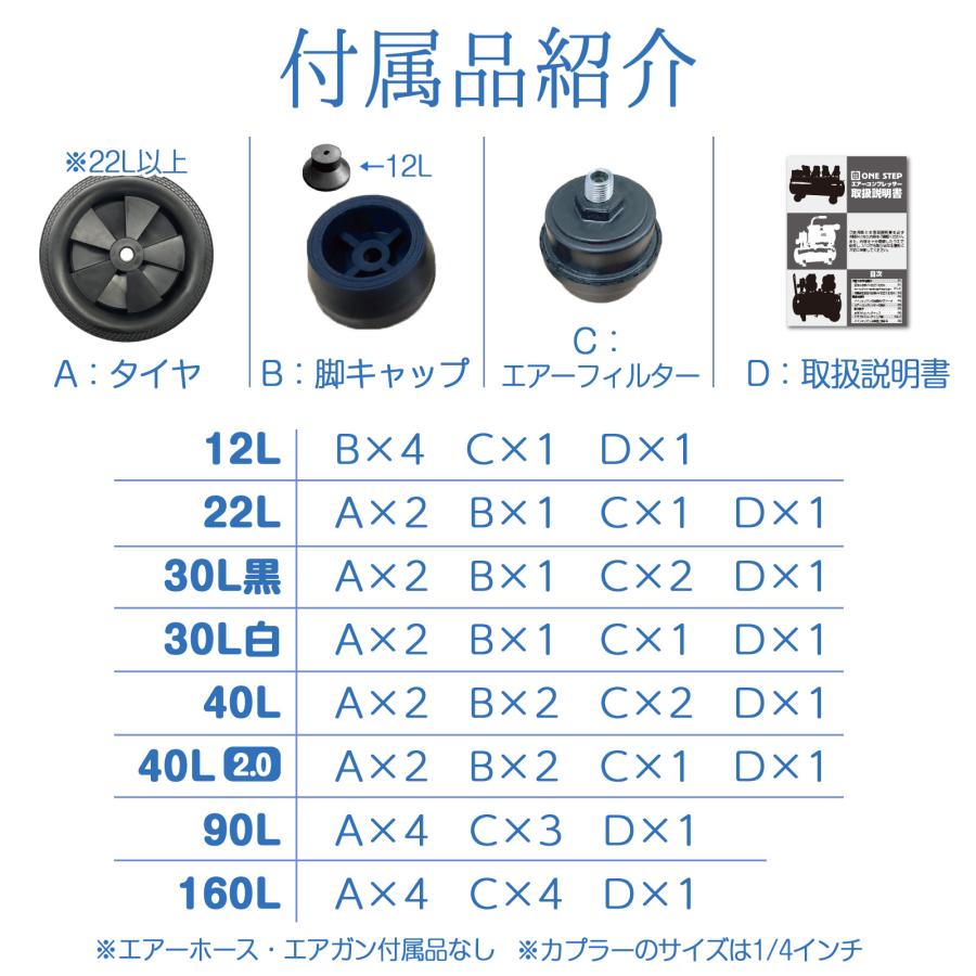 エアーコンプレッサー 100v オイルレス 静音 40l 小型 大容量 軽量 圧力計 業務用 電動コンプレッサー | ONE STEP | 16