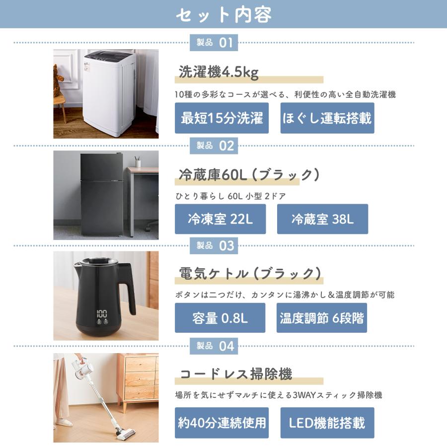最安挑戦!全て24年単身家電セット29,800円/設置 配送 保証付/首都圏限定 ONE STEP 家電セット 一人暮らし 4点 新生活家電セット 洗濯機 4.5kg