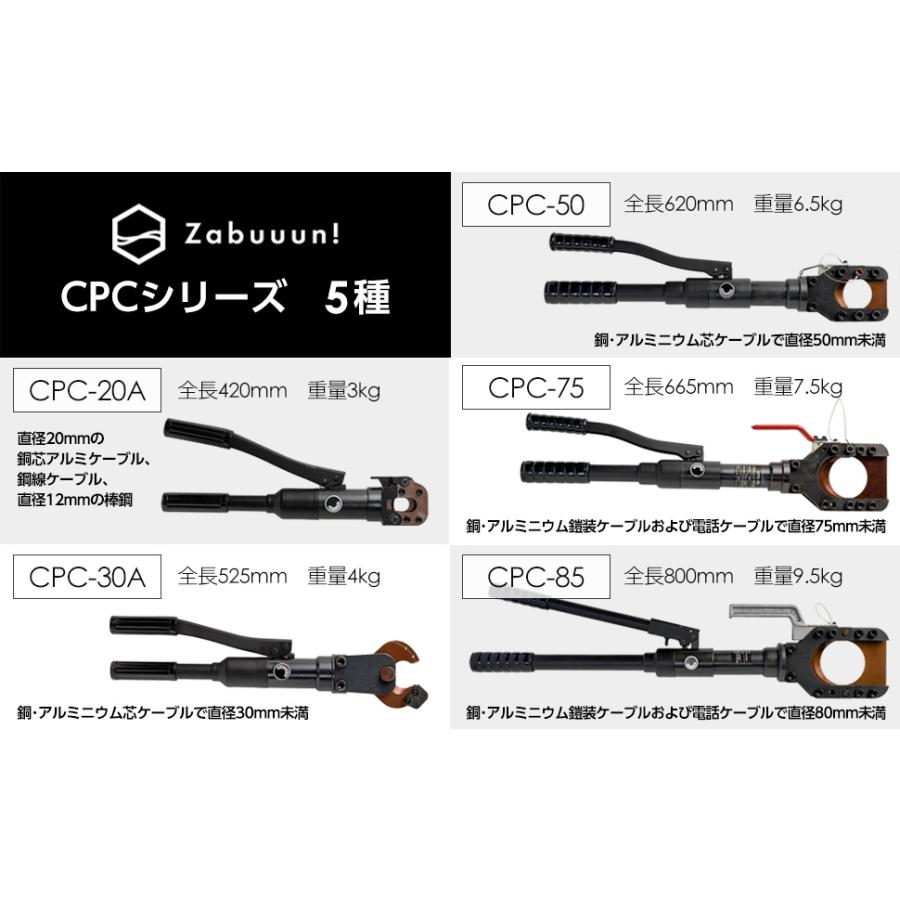 油圧ケーブルカッター Φ50mm 出力6トン アルミケーブル 銅線 1839