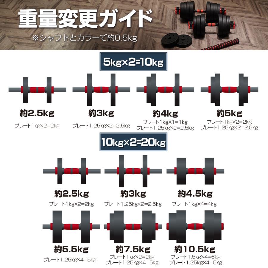 TOP FILM ダンベル 可変式 20kg 可変式ダンベル 2個セット 多