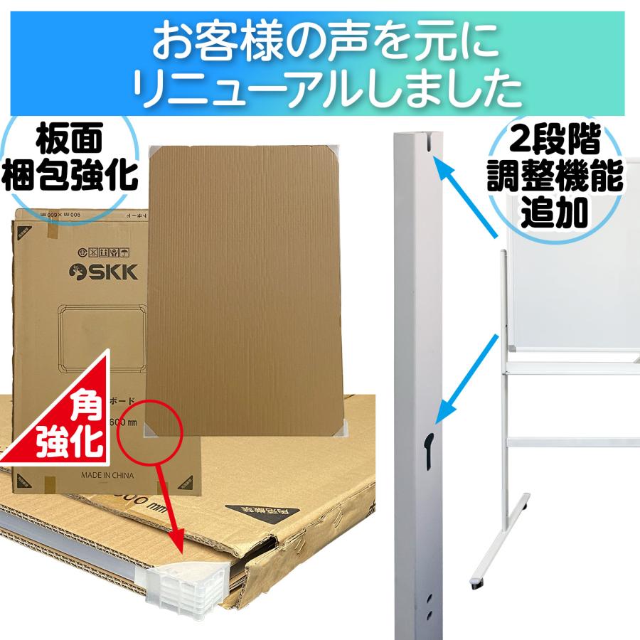 SKK ホワイトボード 1200×900 脚付き 両面 回転式 スチール SKK ホワイトボード 1200×900 脚付き 両面 回転式 スチール