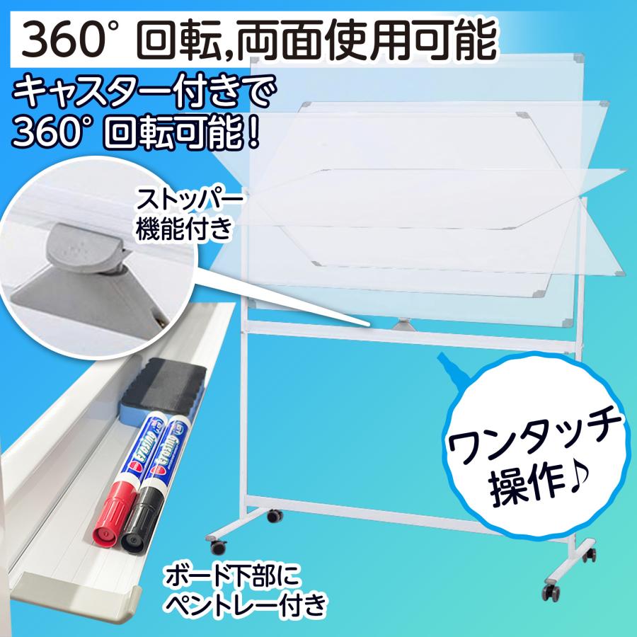SKK ホワイトボード 1200×900 脚付き 両面 回転式 スチール SKK ホワイトボード 1200×900 脚付き 両面 回転式 スチール