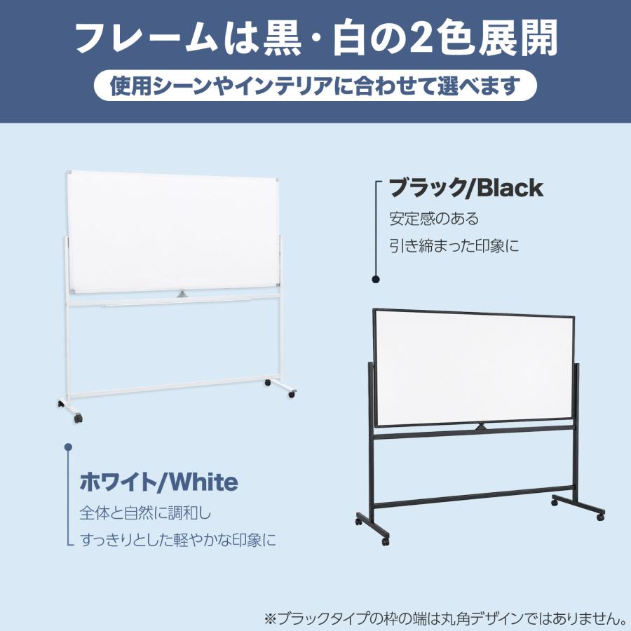 【送料込】SKK 大型ホワイトボード 両面1800×900 回転式キャスター付き SKK ホワイトボード 1800×900 マグネットボード 脚付き キャスター
