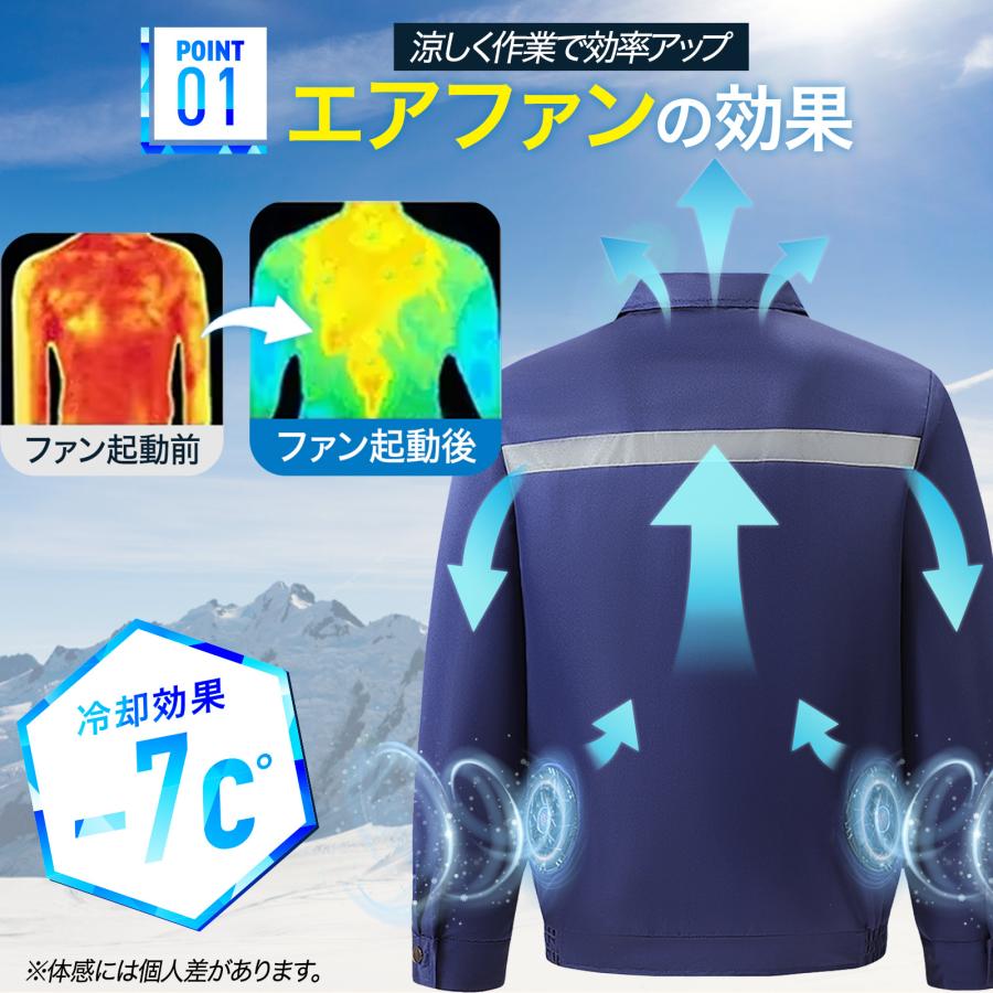 R2194空調服 空調作業服 長袖バッテリー ファン付き ネイビー2XL/3XL ONE STEP セール 在庫限り 空調服 空調ウェア 空調作業服 長袖