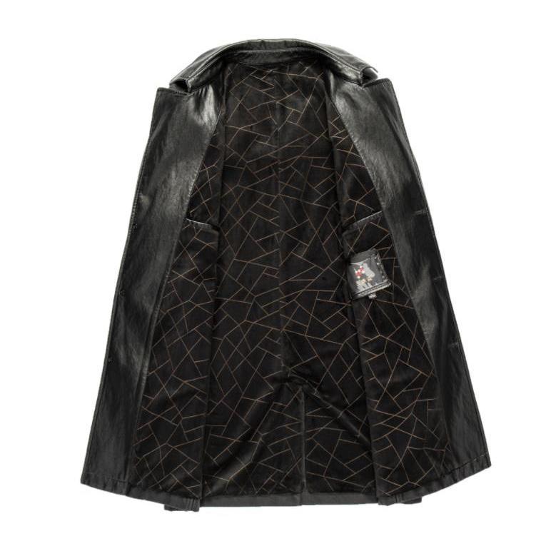 レザーコート ハーフコート メンズ 秋冬 折り襟 ボダン 裏起毛