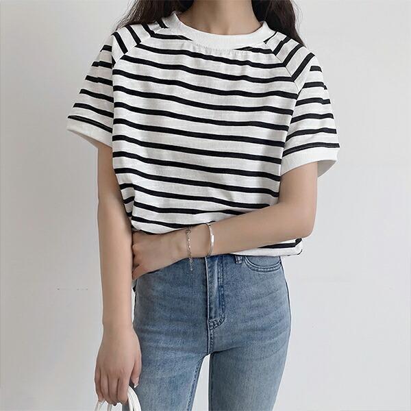 ボーダー ストライプ 白黒 カジュアル Tシャツ カットソー